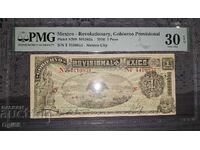 Рядка сертифицирана банкнота от Мексико 1 Песо 1916г.PMG 30