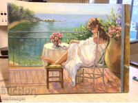 Oil painting Girl on the terrace