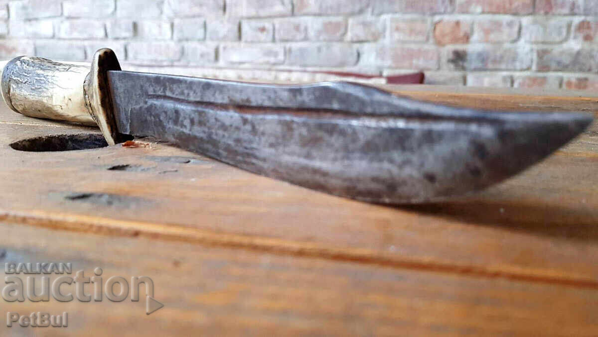 Cuțit vechi interesant cu mâner din os (cioc) și canelură - 6