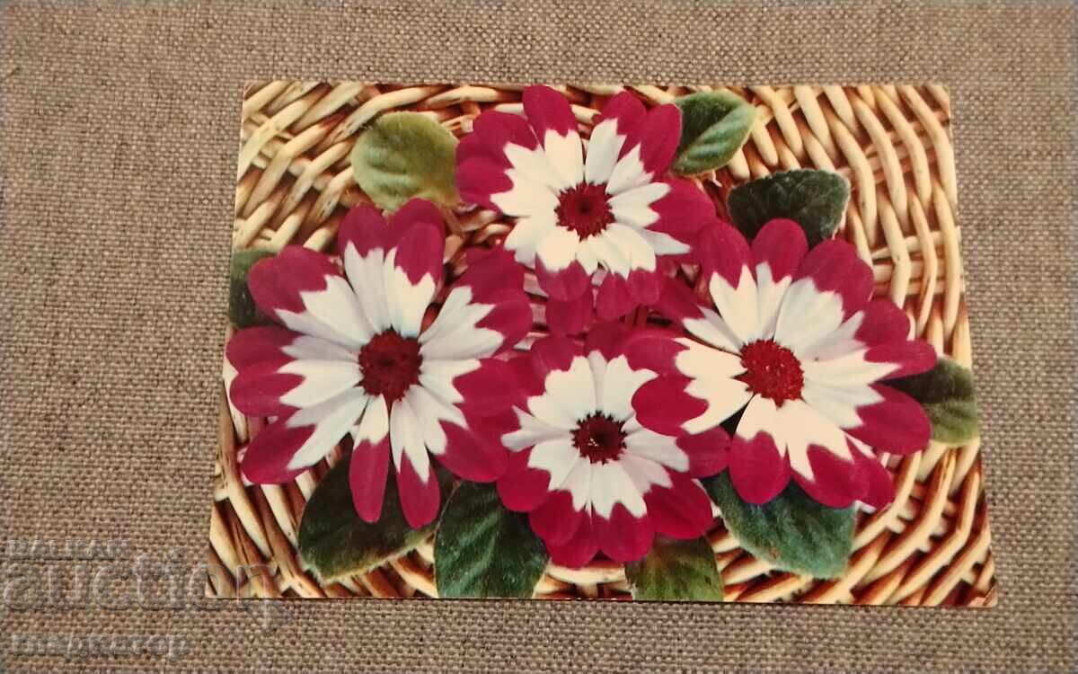 Παλιά ρωσική ρετρό ευχετήρια κάρτα λουλούδια καλάθι
