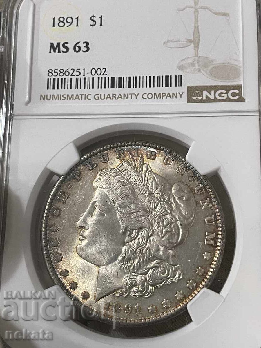 SUA, Dolar Morgan 1891 MS63 NGC