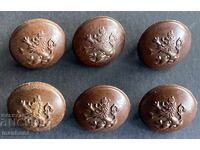 6374 Tsarstvo Bŭlgariya παρτίδα από 6 μικρά στρατιωτικά κουμπιά Κασέβ