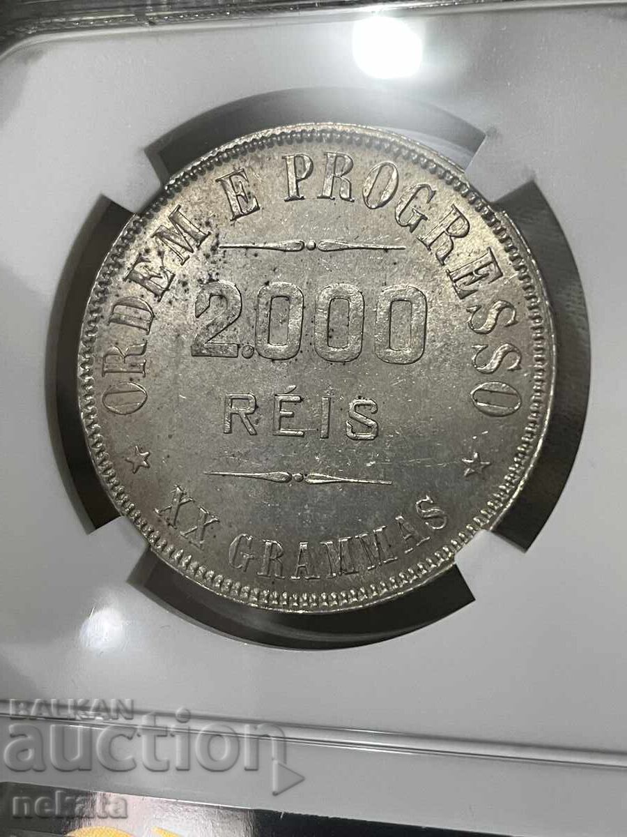 Бразилия 2000 рейса, 1906 г. MS64 NGC - 5