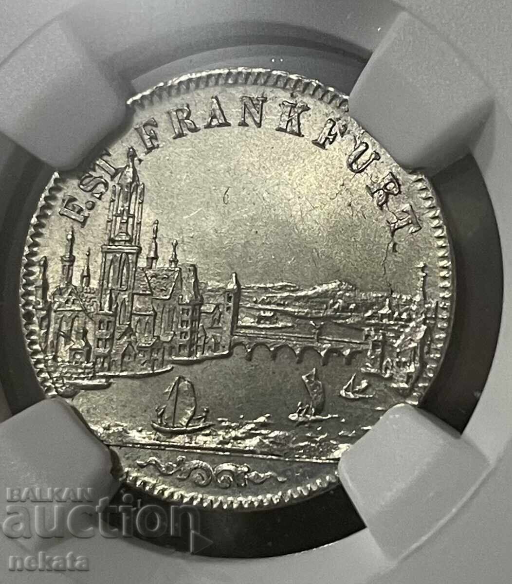 Frankfurt 6 Kreuzer, 1853, MS63 NGC