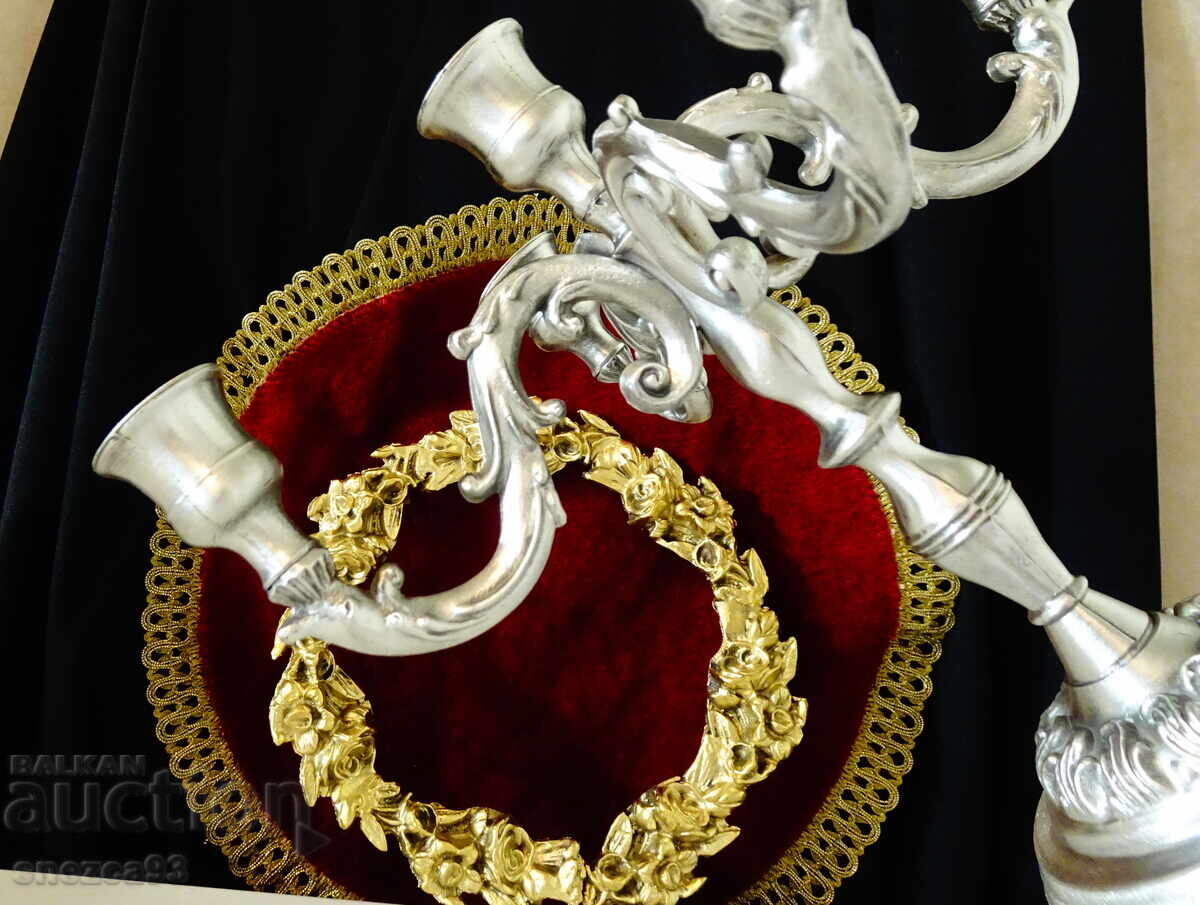 Auction  Kaloyan candlestick, five-arm, 1 kg, baroque, stamped