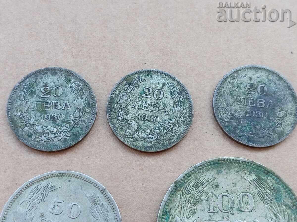 Παράδοση Ασημένια νομίσματα Βόρις 1930 100 50 20 λέβα παρτίδα