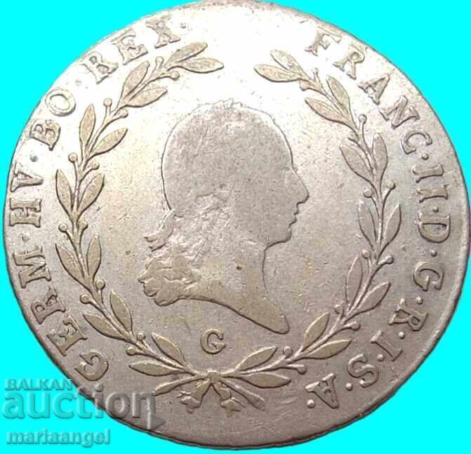 Австрия 20 кройцера 1804 G - Бала Маре Нагибания Франц II R