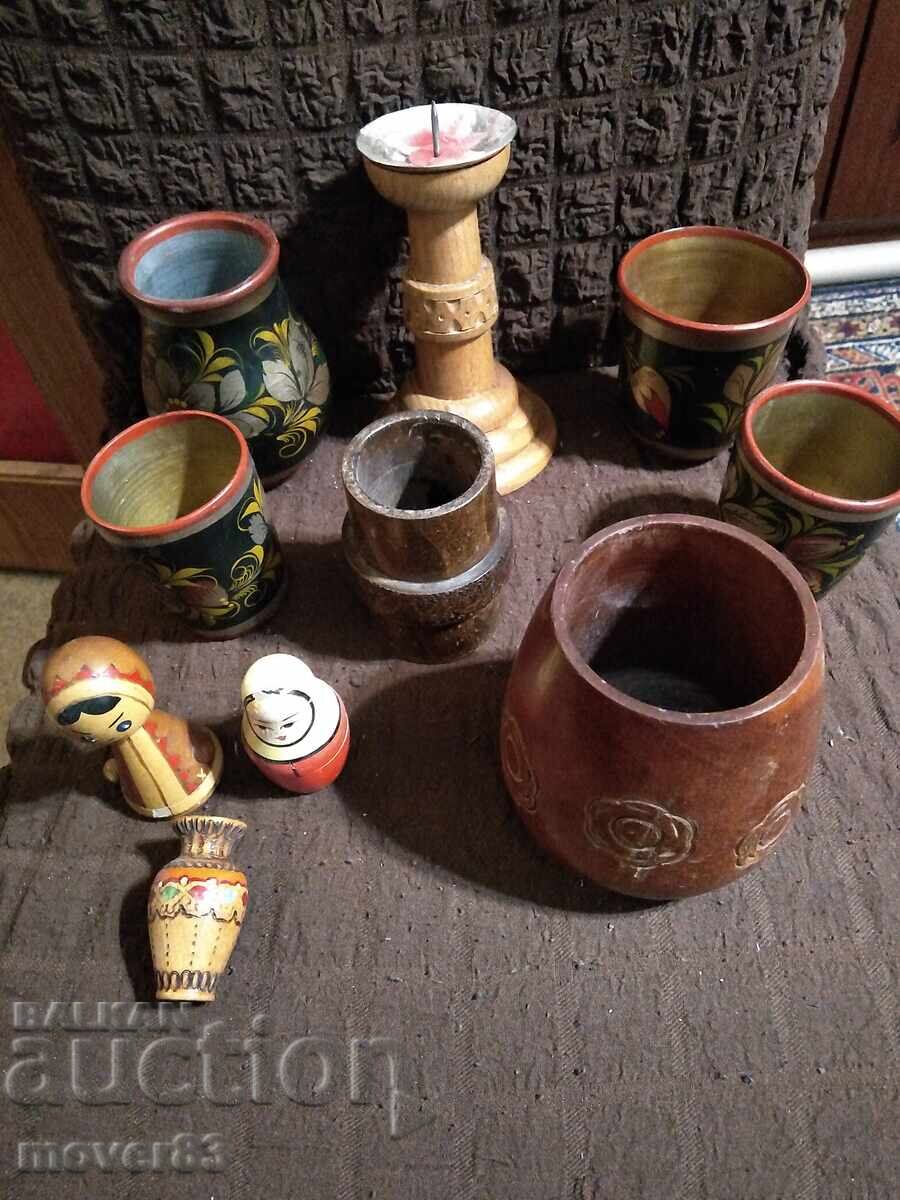 Ξύλινα είδη, σκεύη, φιγούρες. Λοτ