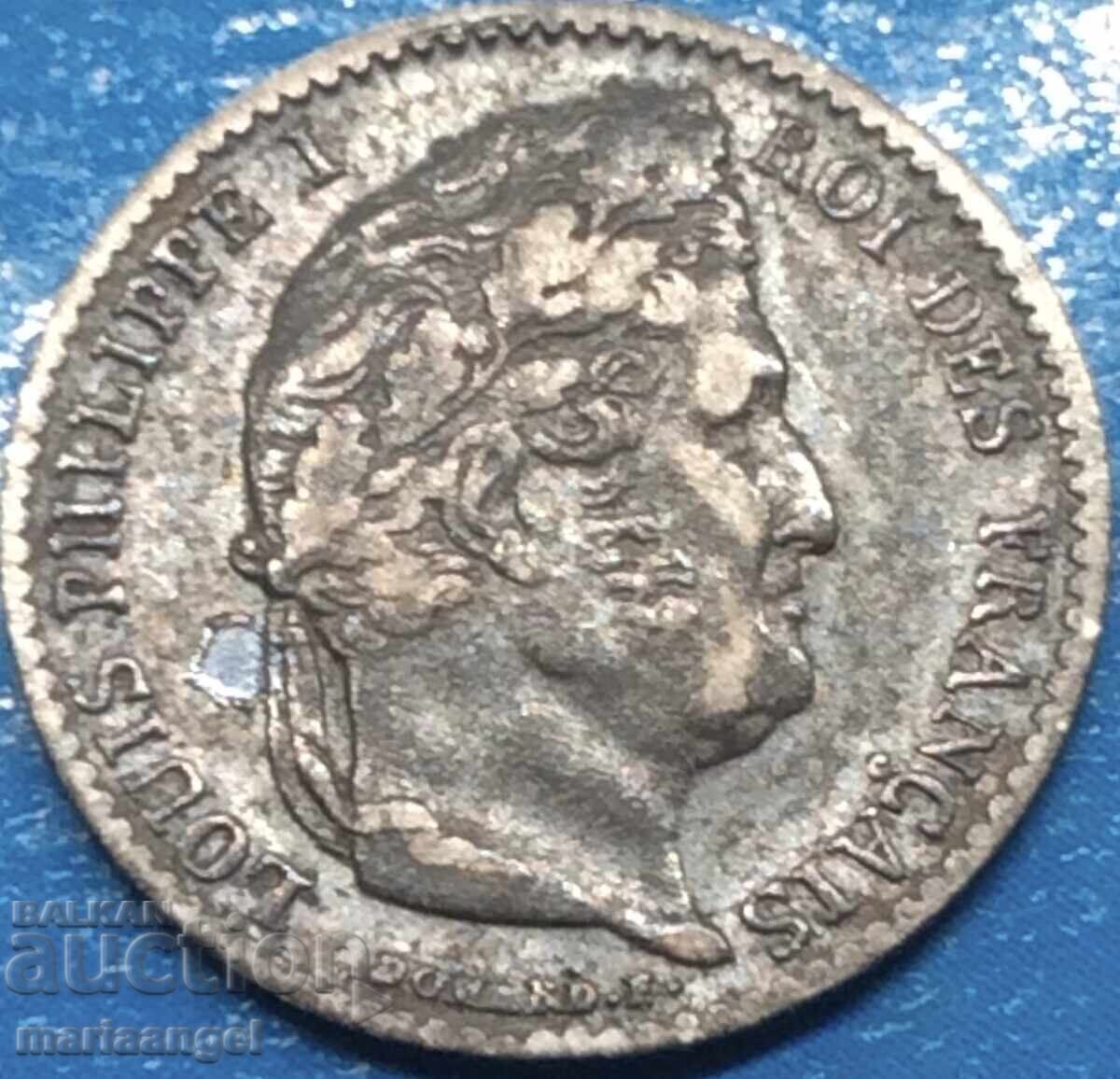 France 1/4 franc 1845 Louis Philippe silver - rare - 5