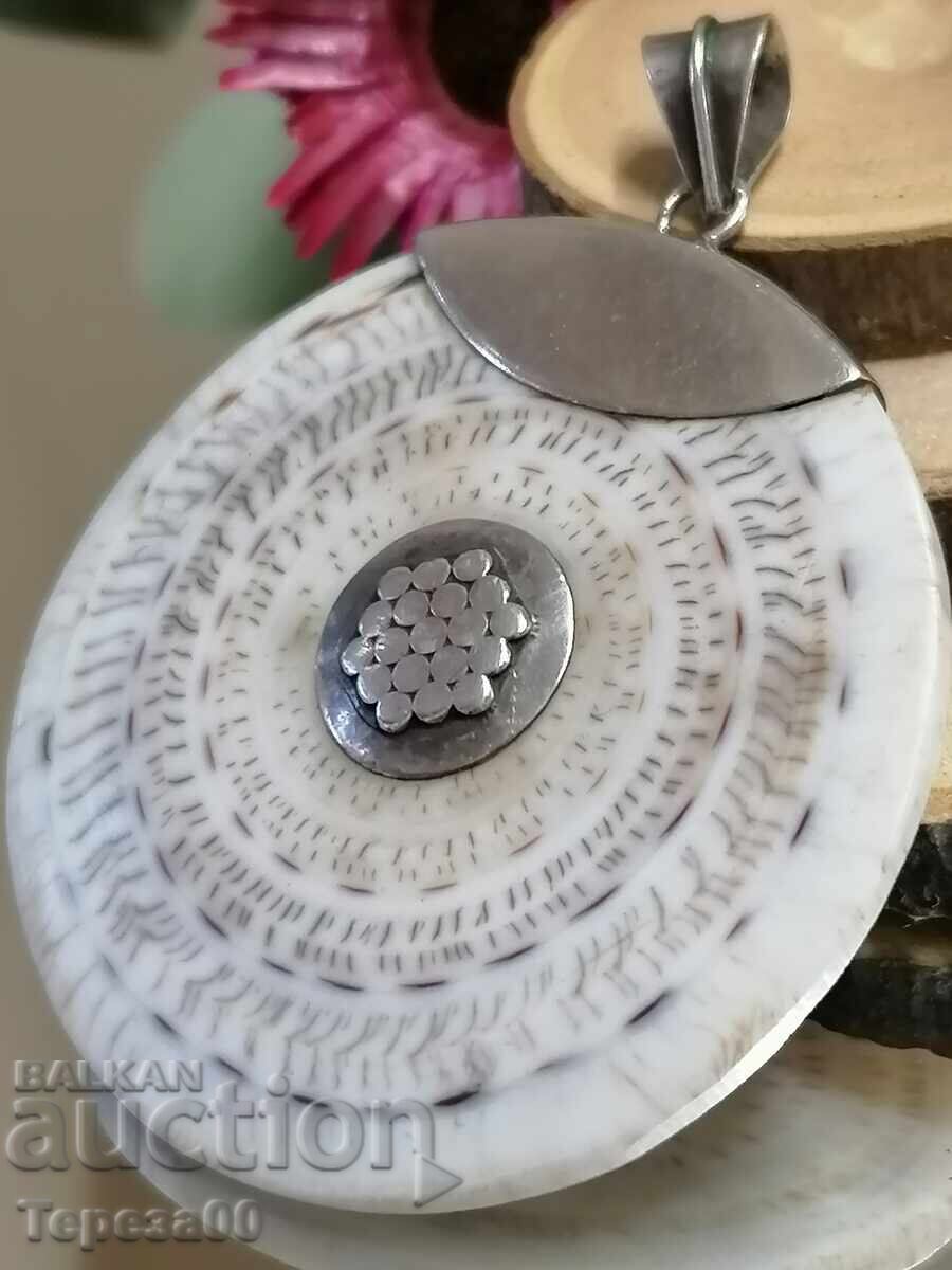 Масивен сребърен медальон Тегло 22.42гр - 5
