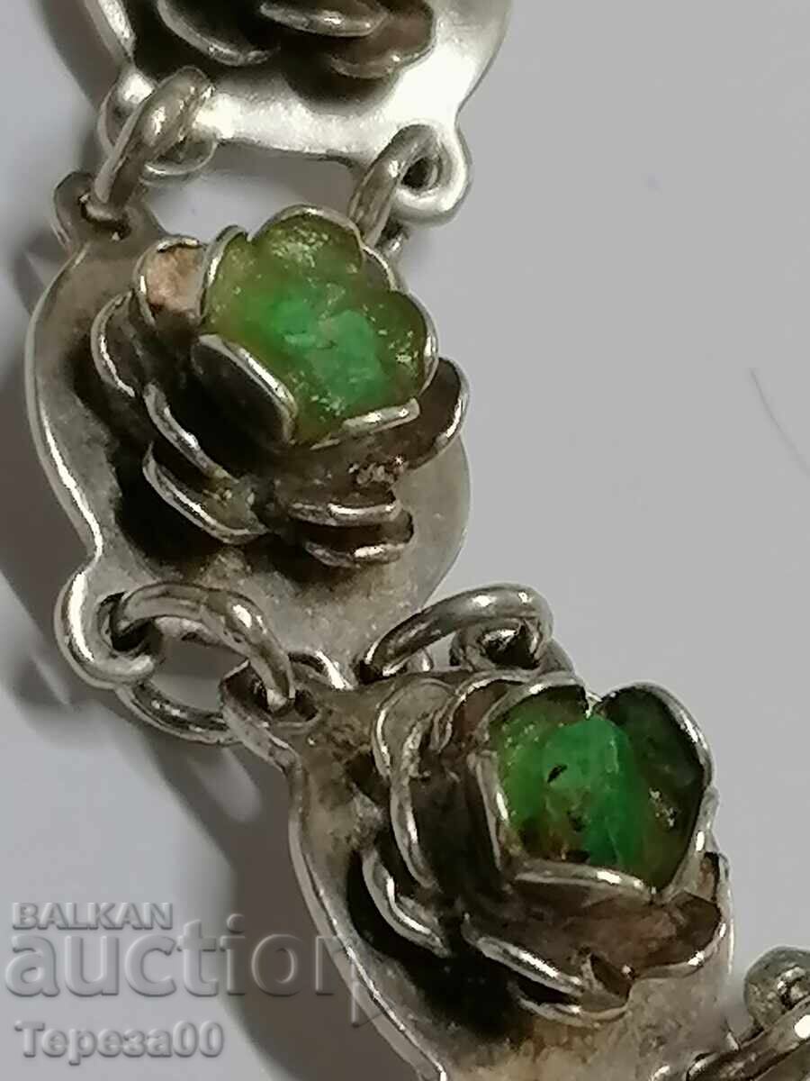 Стара сребърна гривна рози с естествени камъни с цена € 100.00 | 195.58 лв.