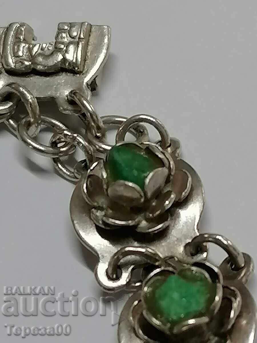 Доставка на Стара сребърна гривна рози с естествени камъни