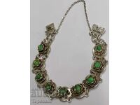 Стара сребърна гривна рози с естествени камъни