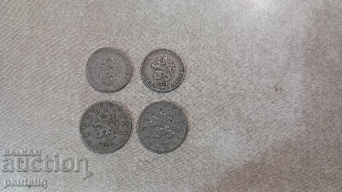 Λοτ νομισμάτων Τσεχοσλοβακίας 4 τεμαχίων 1921