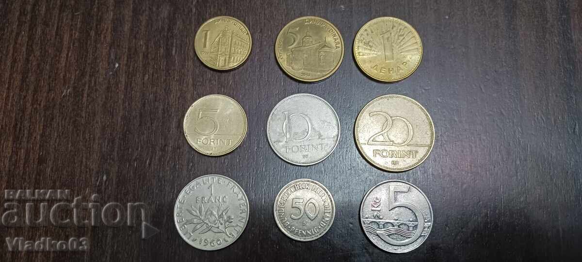 Lot 10 monede Serbia, Ungaria, Franța, Germania, Cehia