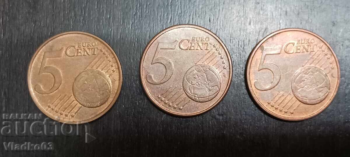 Lot 3 monede Cipru, Țările de Jos 5 eurocenți rege nou Lot 3 monede Cipru, Țările de Jos 5 eurocenți rege nou