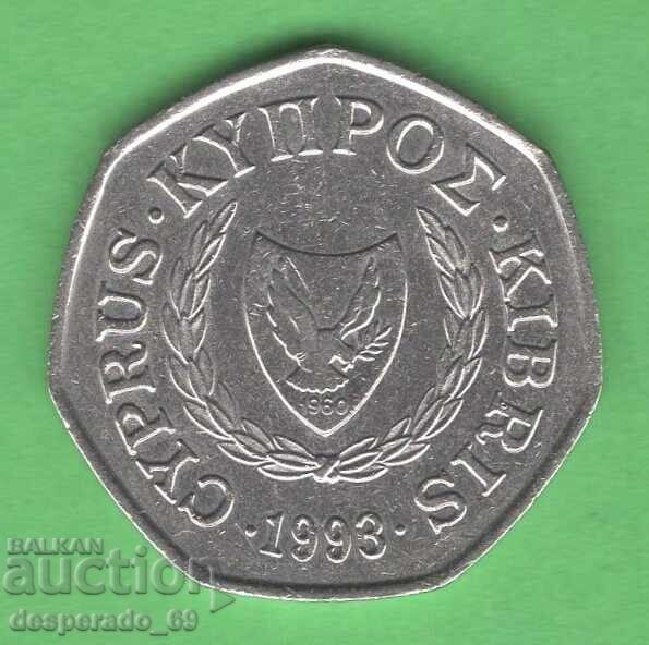 (¯`'•.¸ 50 cenți 1993 CIPRU ¸.•'´¯) cu preț € 0.70 | 1.37 BGN