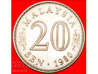 MOON AND STAR ERROR (1967-1988): MALAYSIA 20 SEN 1980! UNC