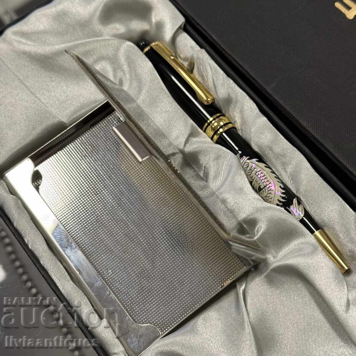 Δημοπρασία Στυλό με μαργαριταρένια λάμψη με θήκη για κάρτες