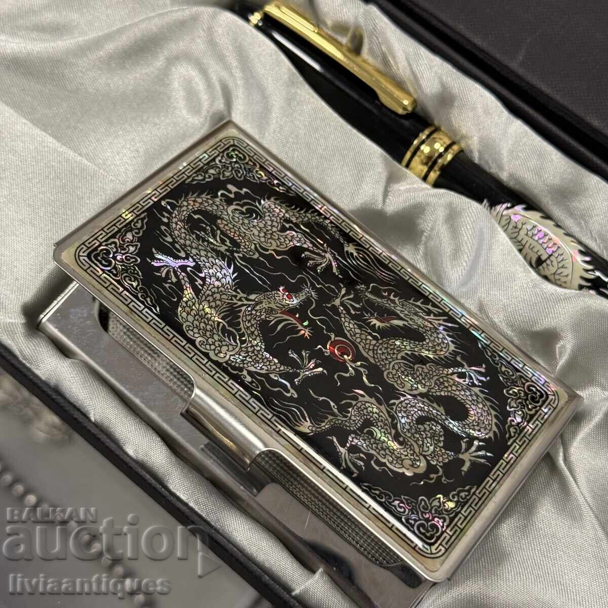 Παράδοση Στυλό με μαργαριταρένια λάμψη με θήκη για κάρτες