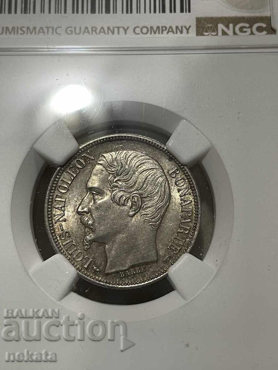 Franța, 1 franc 1852 MS63 NGC