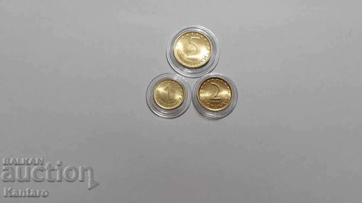 Coin - BULGARIA - Lot - 1; 2; 5 stotinki - 1999 - UNC