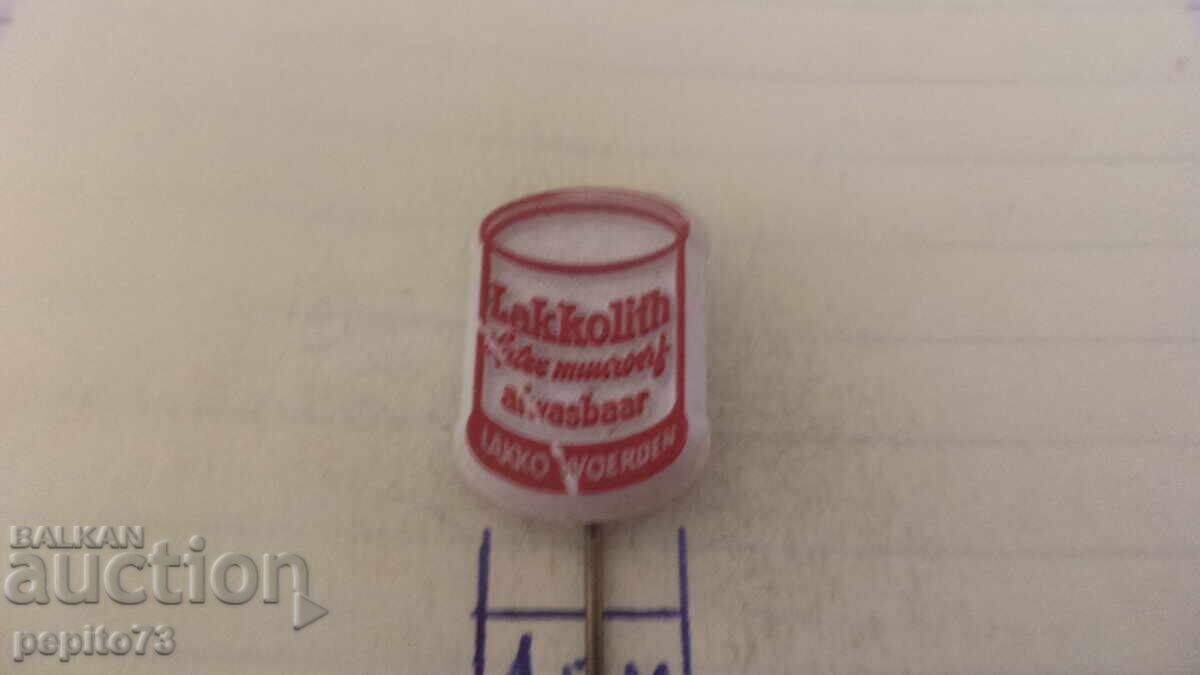 Auction  Advertising badge, Lakkolith, paint brand