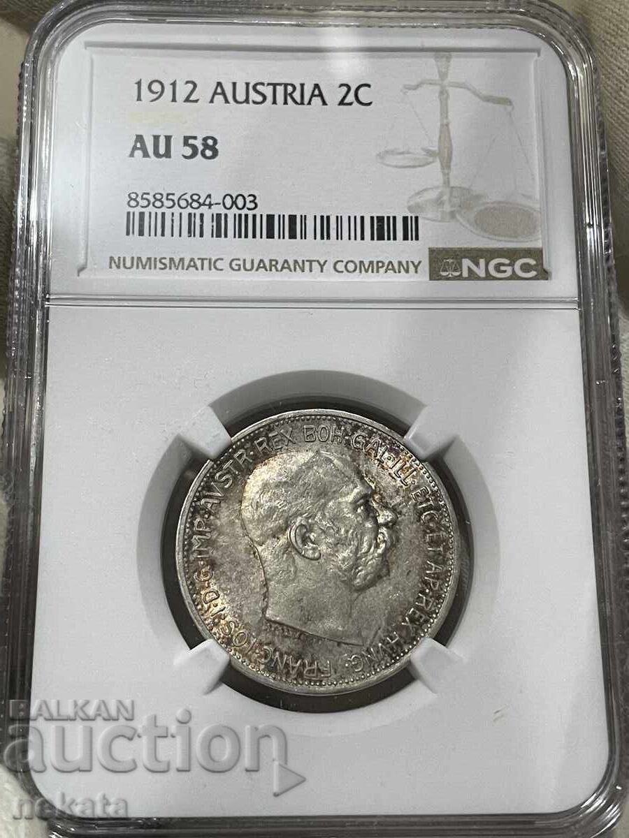 Austria, 2 coroane 1912 g. AU58 NGC cu preț € 75.00 | 146.69 BGN