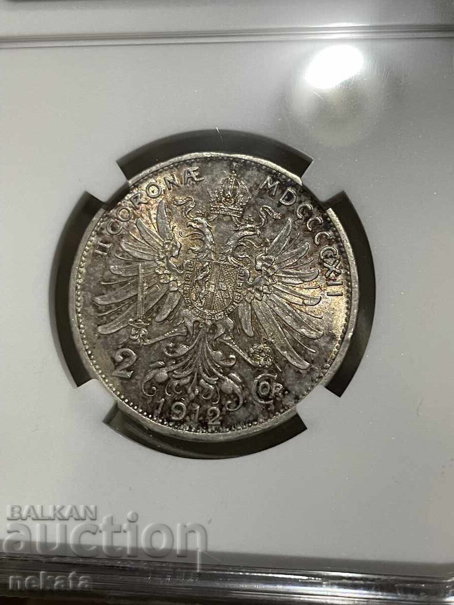 Austria, 2 coroane 1912 g. AU58 NGC - 5