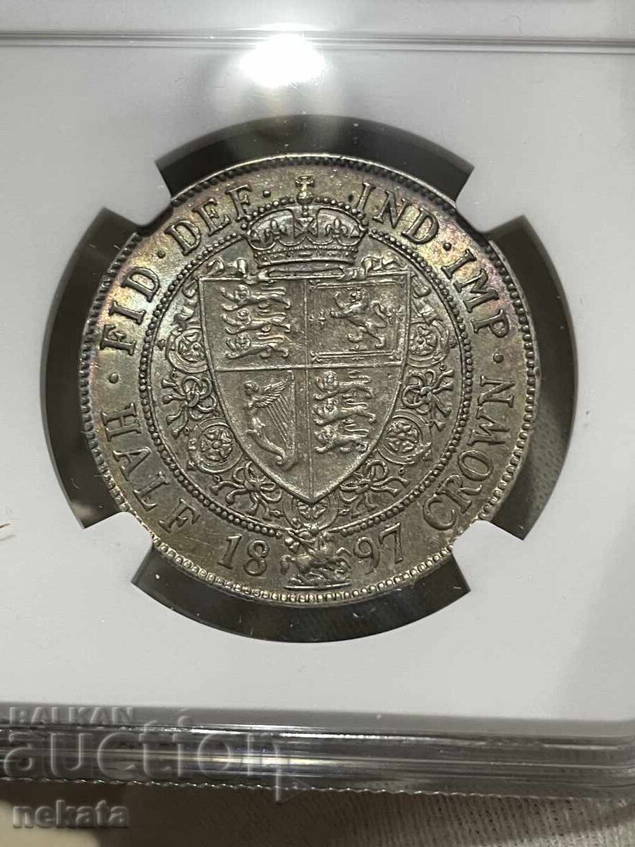 Δημοπρασία Ηνωμένο Βασίλειο, 1/2 Κορώνες 1897 AU58 NGC
