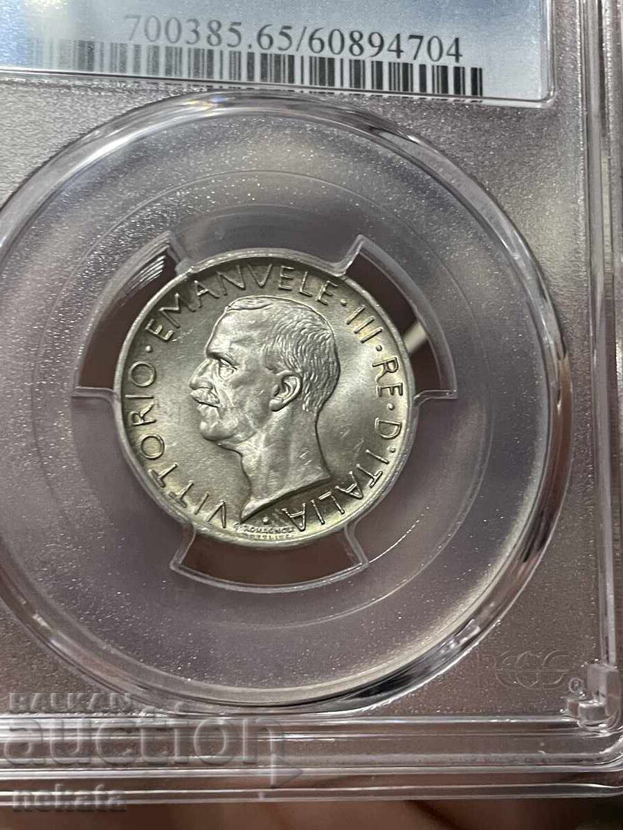 Аукцион Италия, 5 Лири 1927 г. MS65 PCGS