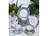 Set triplu de porțelan rusesc pentru cafea