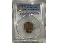 1 λεπτό (1982-08) MS63RB σφάλμα νομισματοκοπείου PCGS