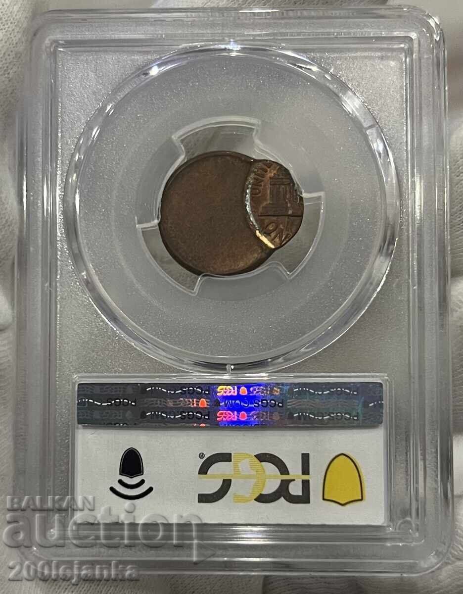 1 cent (1982-08) MS63RB eroare de monetărie PCGS cu preț € 195.00 | 381.39 BGN