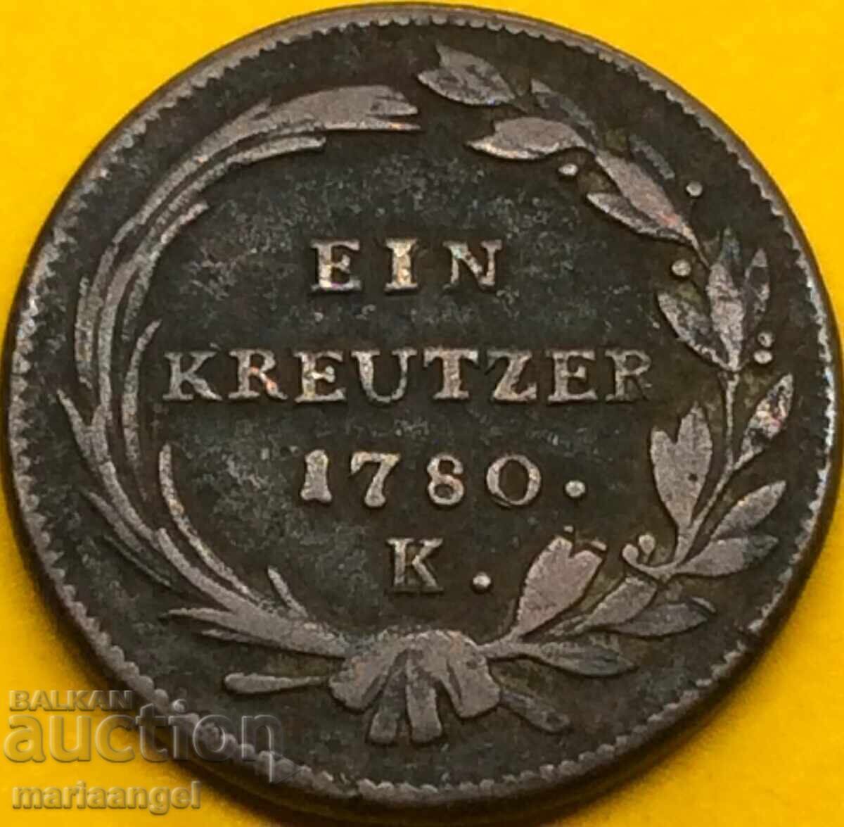1 Kreuzer 1780 Austria 8.22g K-Kremnitz Maria Theresa 1740-80 - 5