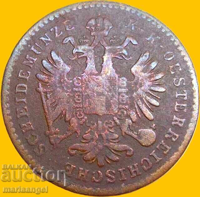 Licitație 1 Kreuzer 1858 M - Milano Austria pentru Italia - rar