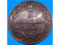 2 Centesimi 1898 Italia Regele Umberto I