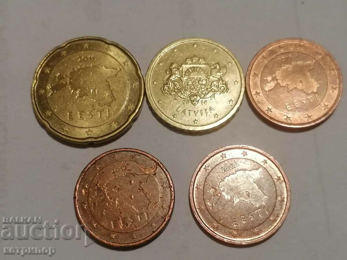 Λοτ 5 τμχ. ευρώ νομίσματα Εσθονίας και Λετονίας με τιμή € 2.56 | 5.01 BGN