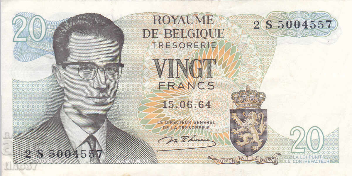 tino37- БЕЛГИЯ - 20 ФРАНКА - 1964г- VF с цена € 2.30 | 4.50 лв.
