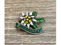 Винтидж емайлирана сувенирна брошка-значка „Еделвайс“