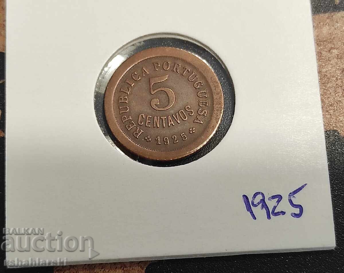 Monedă Portugalia 5 centavos [1925]