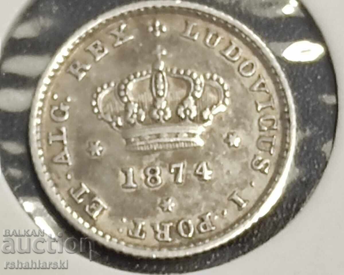 Νόμισμα Πορτογαλίας (Ασήμι) "R" 50 Reis [1874] με τιμή € 152.00 | 297.29 BGN