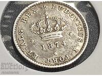 Νόμισμα Πορτογαλίας (Ασήμι) "R" 50 Reis [1874]