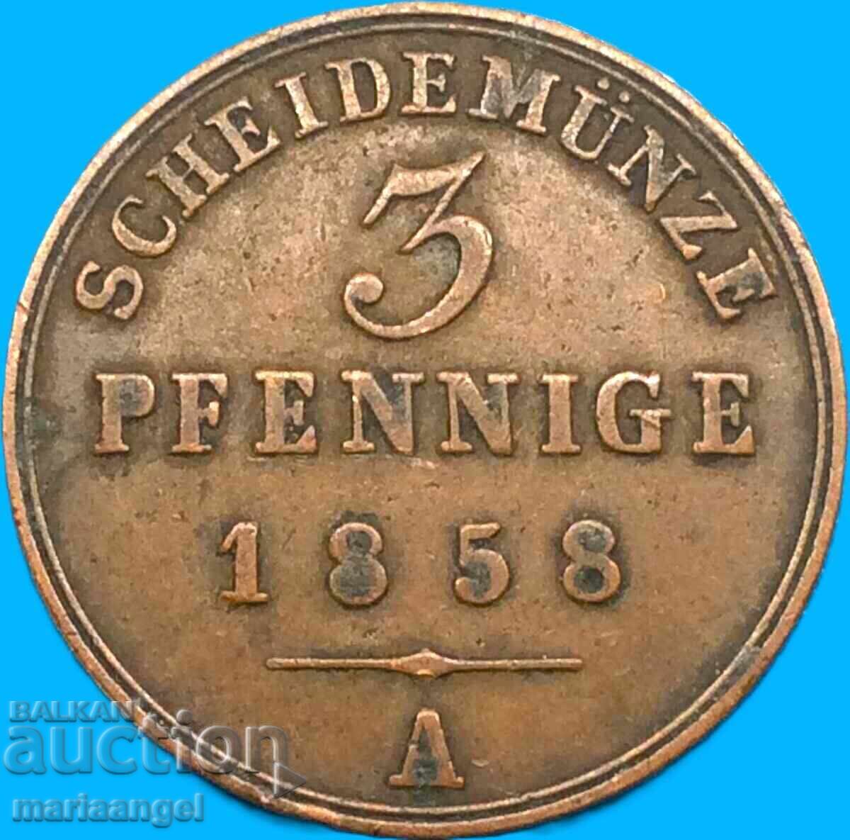 3 pfennig 1858 Schaumburg-Lippe Germania cupru - 6 3 pfennig 1858 Schaumburg-Lippe Germania cupru - 6
