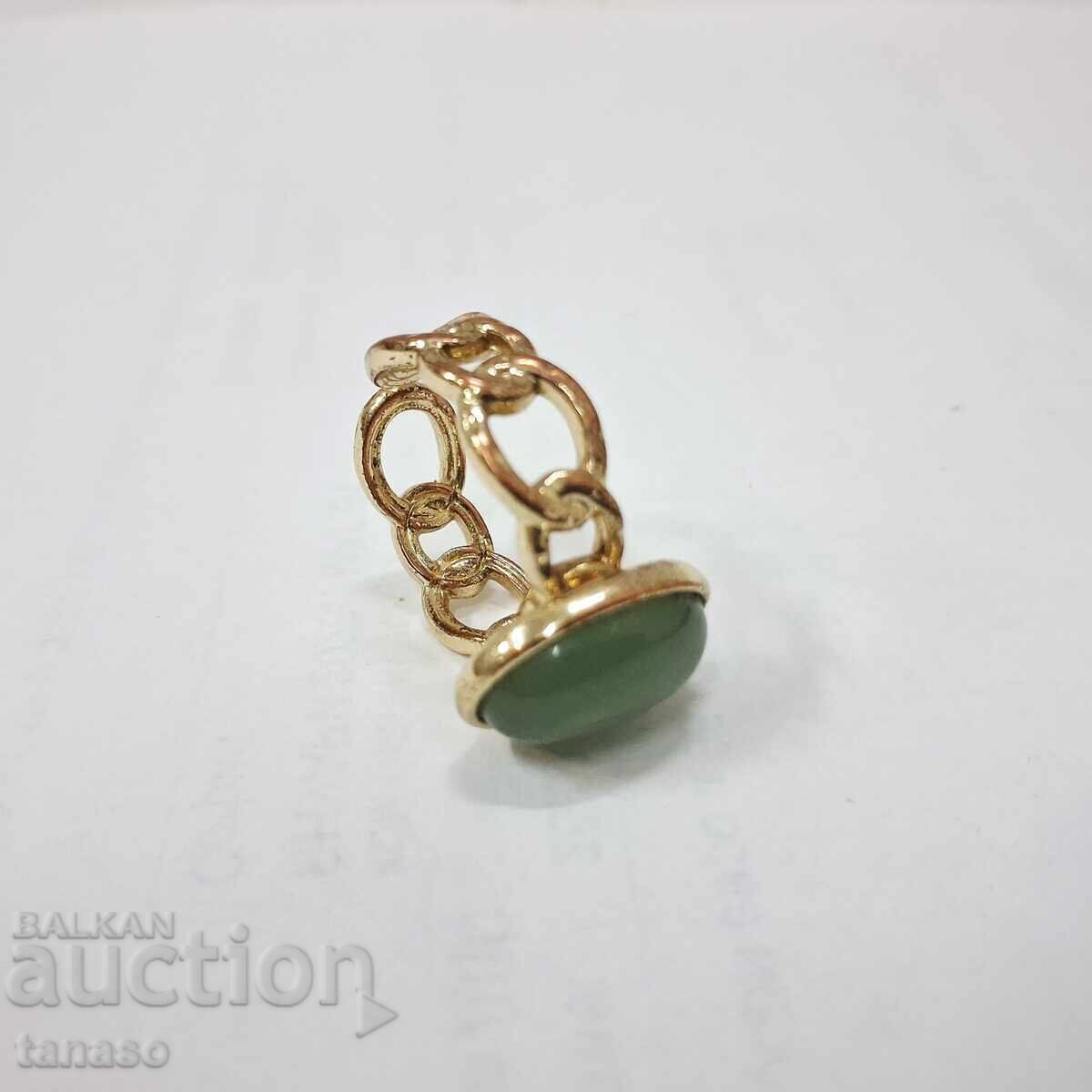 Пръстен във винтидж стил с естествен нефрит - 5