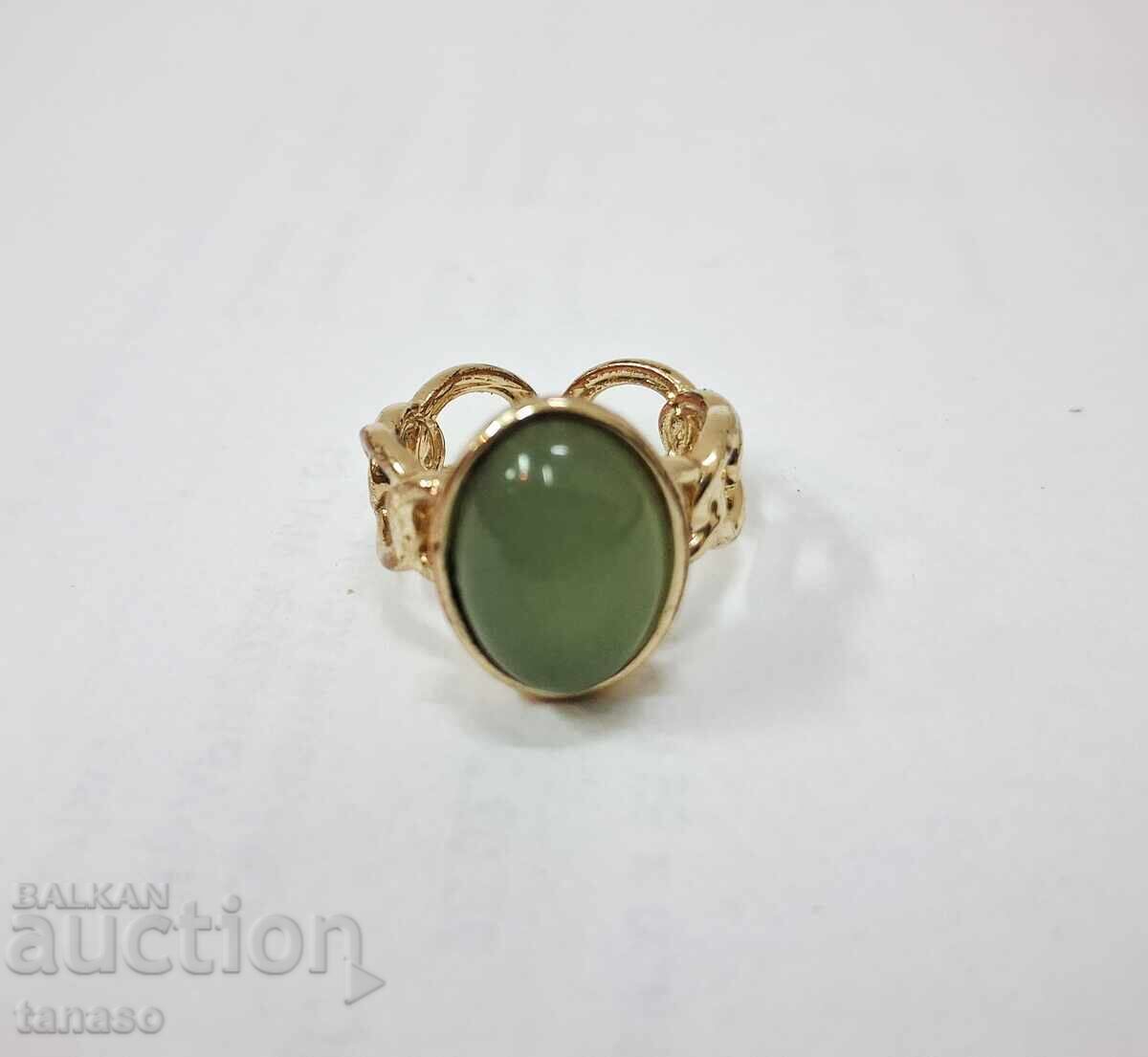 Пръстен във винтидж стил с естествен нефрит - 6