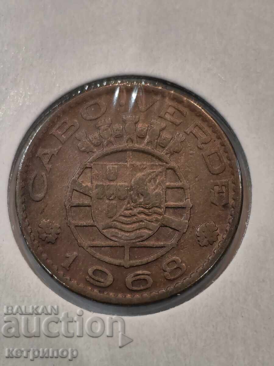 1 εσκούδο Πράσινο Ακρωτήρι Καμπό Βέρντε 1968 μ.Χ. χαλκός