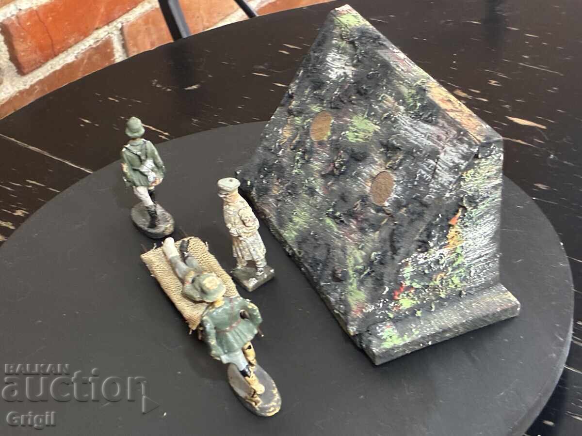 Figurine vechi soldați din anii '30-'40 + buncăr. Lineol, Elastolin - 6 Figurine vechi soldați din anii '30-'40 + buncăr. Lineol, Elastolin - 6