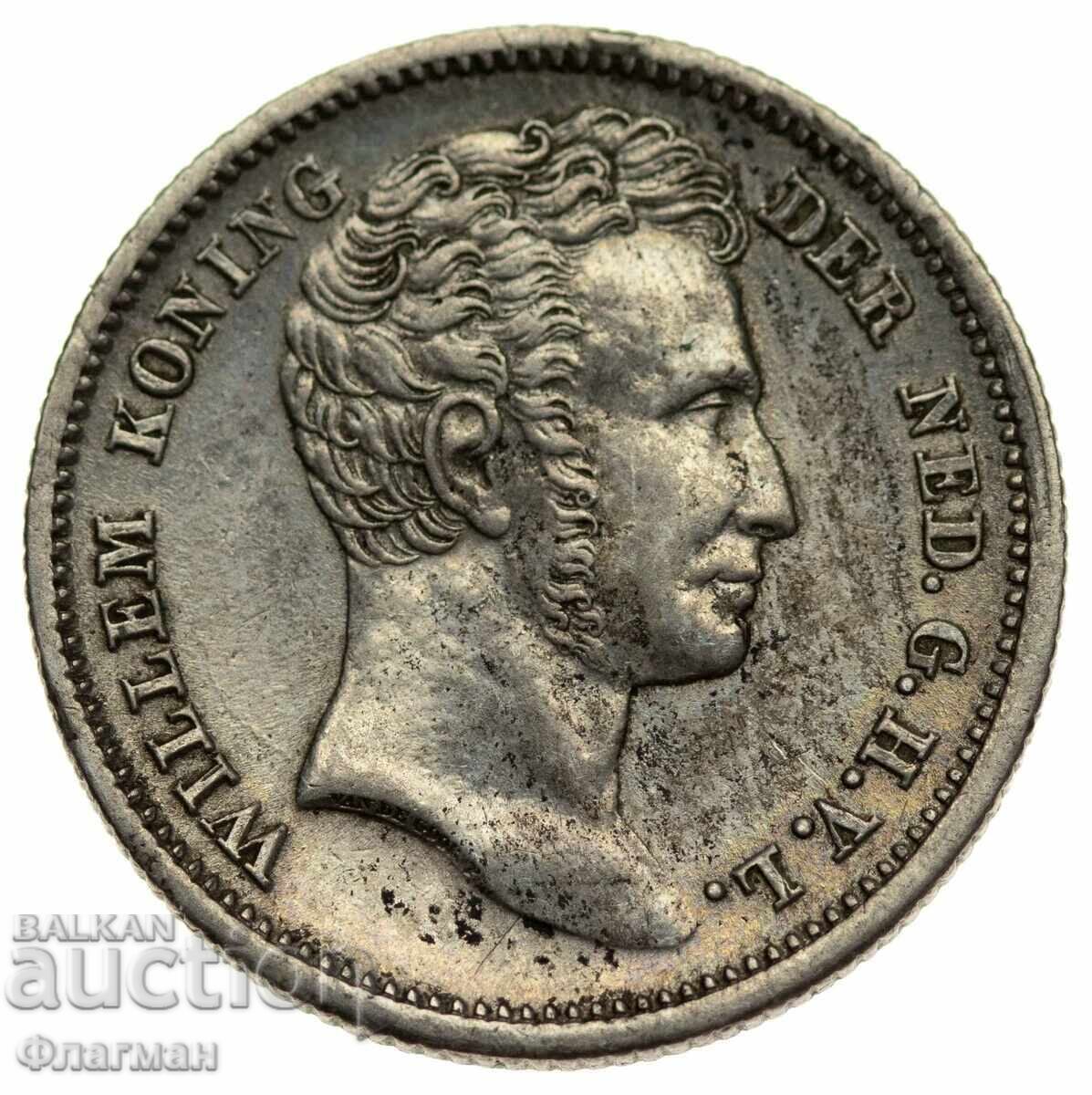 India Olandeză 1/4 Gulden 1834 aUNC India Olandeză 1/4 Gulden 1834 aUNC