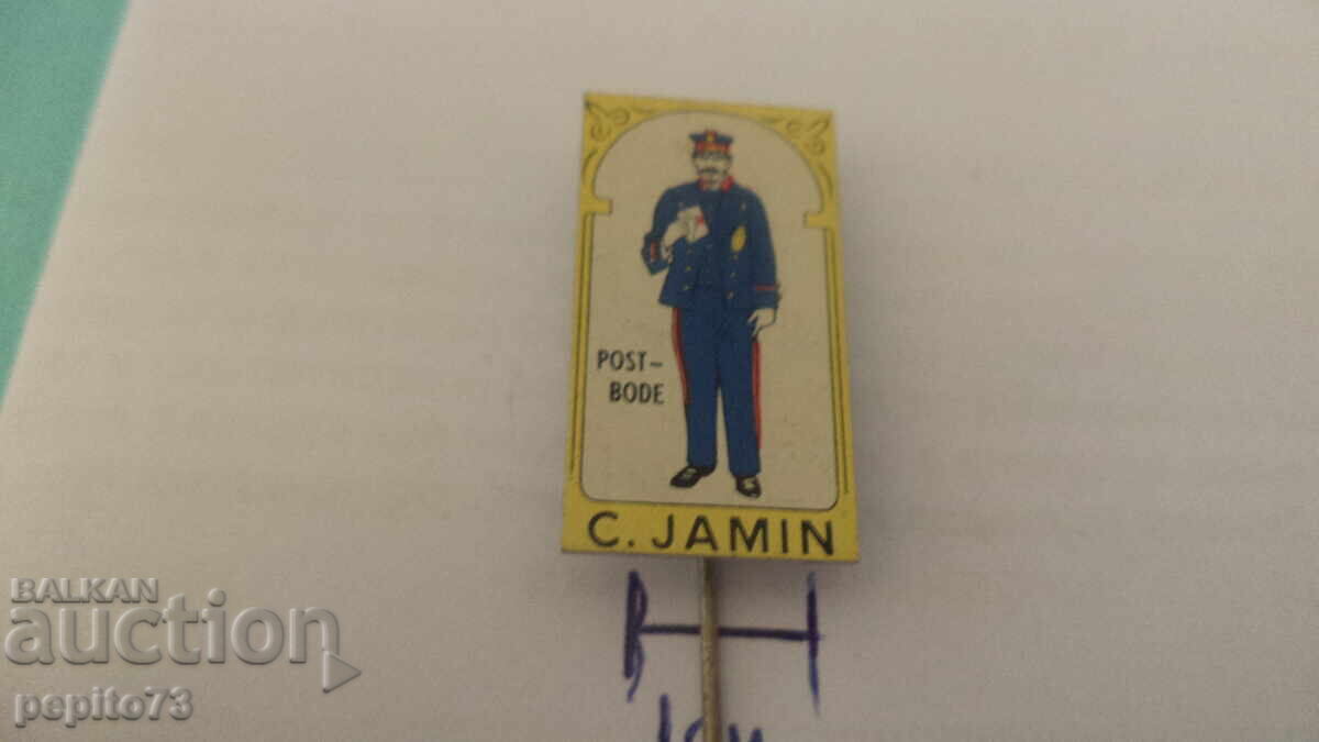 Insigna publicitară, C. Jamin, marcă de produse zaharoase cu preț € 1.50 | 2.93 BGN